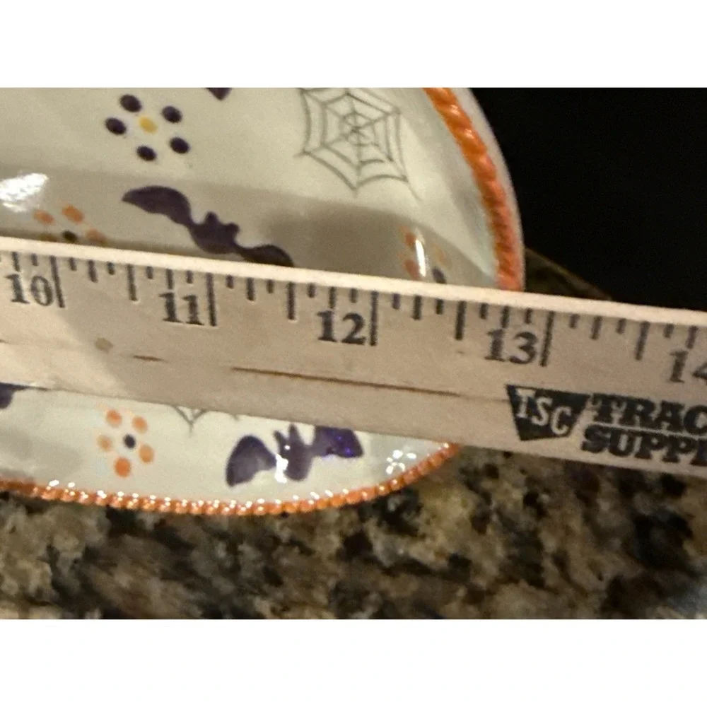 Temptations Halloween Boofetti Serving Platter Purple Bats‎ Spider Webs 13 Inch